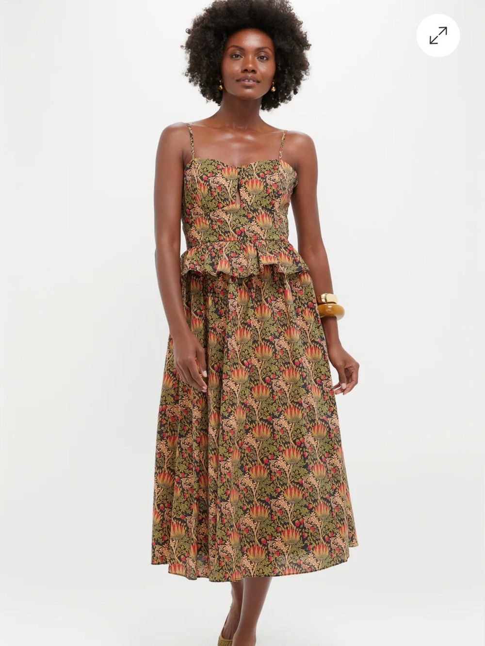 Tuckernuck Olive and Coral Floral Midi Dress